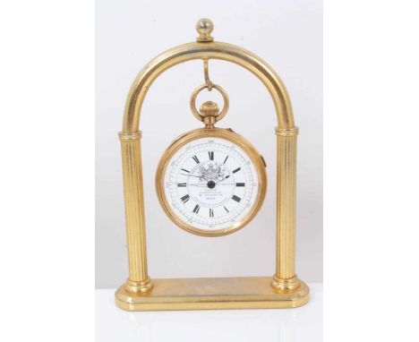 18ct gold cased chronograph pocket watch, the white enamel dial with Royal coat of arms, Roman numeral markers and outer Arab