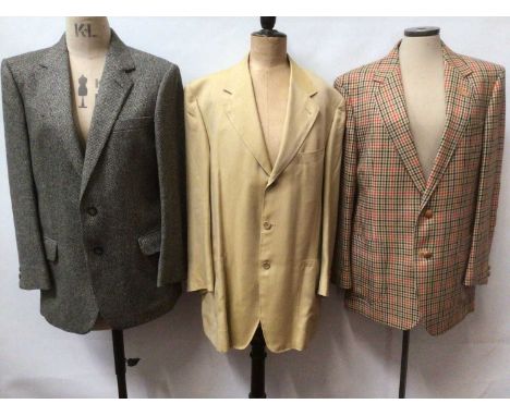 Gentlemens Daks check jacket size 40 R , Daks black and white woven cashmere jacket plus grey trousers and a Canali silk jack