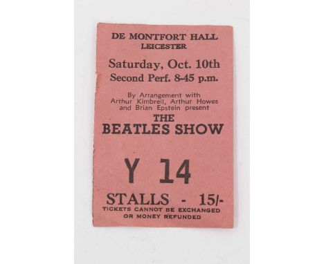 Scarce Beatles ticket for De Montfort Hall 1964 - the show was attended by the vendor's mother-in-law