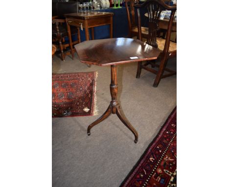 Rosewood simulated octagonal pedestal table with ring turned support and tripod base^ circa early 19th century^ 46.5cm wide