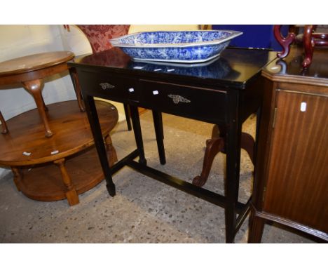 EBONISED TWO-DRAWER SIDE TABLE, 91.5CM WIDE