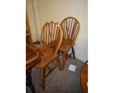 PAIR OF MODERN STICK BACK KITCHEN CHAIRS WITH SOLID SEATS