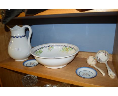 WASH BASIN AND JUG AND OTHER ITEMS