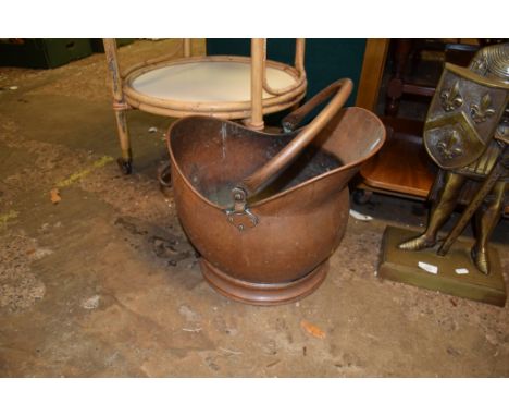 VINTAGE COPPER COAL CHUTE, 39CM LONG