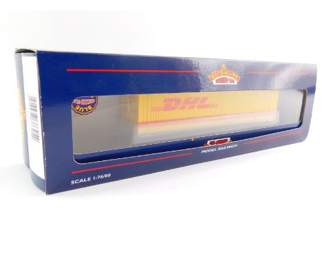 A Bachmann OO gauge Inter Model bogie wagon, C/W 45ft container 'DHL' x2, 307-305, boxed. 