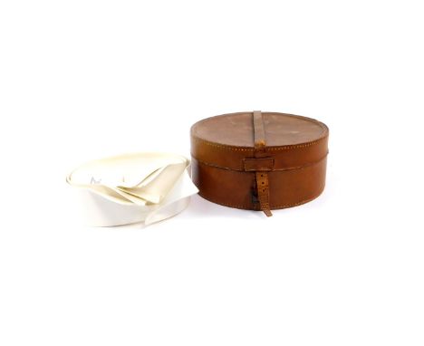 Three Leonard Lyle Compass Brand white formal winged collars, in a tan leather collar box. 