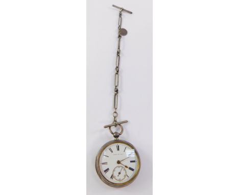 A Victorian silver cased gentleman's pocket watch by Kendal &amp; Dent, circular enamel dial bearing Roman numerals, subsidia