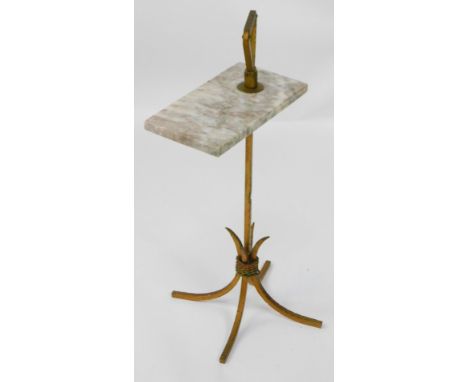 A vintage mid 20thC gilt metal and marble armchair table, 70cm high.