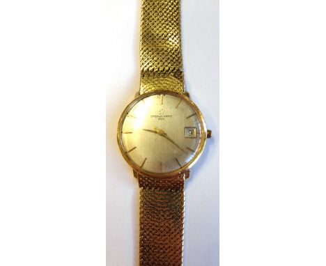 A gentleman's 18ct gold circular cased Eterna-Matic 3000 bracelet wristwatch, the signed circular silvered dial with gilt bat