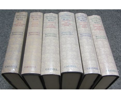 CHURCHILL (W.S.)  The Second World War.  First Edition, 6 vols. folded & other illus; 'author's note' slip tipped-in vol. 1; 