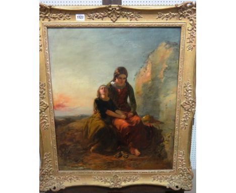 Paul Falconer Poole (1807-1879), Mother and daughter, oil on canvas, signed with initials, 59cm x 50cm.  Illustrated
