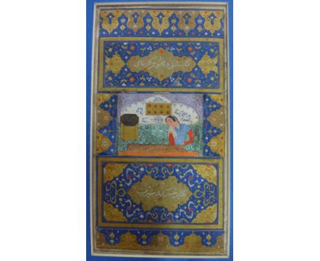 Five folios from illuminated manuscripts, Iran and possibly India, 16th-19th century, comprising a 16th century Shiraz illust