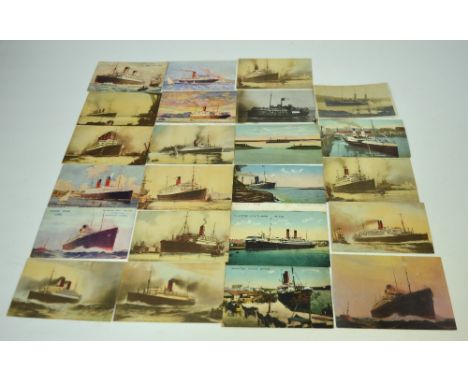 A small album of twenty vintage shipping postcards to include Cunard and White Star Line, also a single modern card.