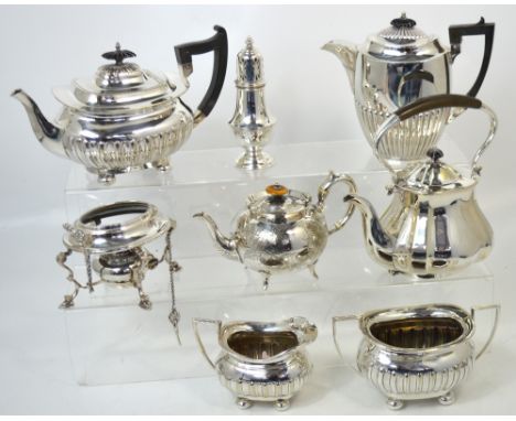 A quantity of silver plated items to include a four piece Walker and Hall tea service etc.