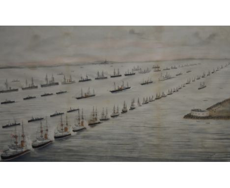 After H.L. Johnson; a print, 'The Naval Tribute to Britain's Departed Queen', British and foreign warships assembled at Ports