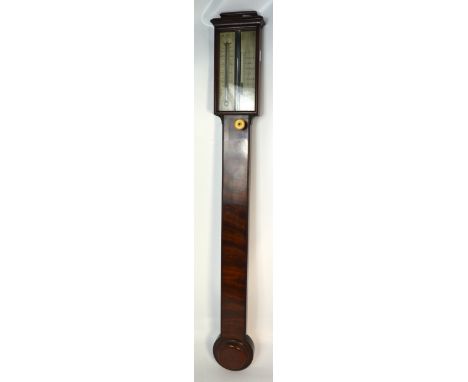 A 19th century mahogany stick barometer, inscribed to the face, 'A. Abraham, Liverpool', height 94cm.