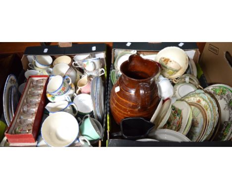 Two boxes of collectibles to include various teaware, Colclough cups, saucers and plates, Noritake etc.