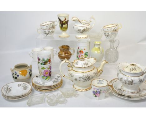 A quantity of ceramics and glassware to include Copeland and Garrett and similar Copeland teaware, Royal Worcester coffee can