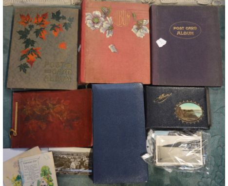 Six albums containing vintage, Edwardian and Victorian photographs, topographical postcards to include various regions of Gre