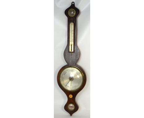 A Georgian mahogany wall barometer marked for Beri & Dalera of Leek, approx 96cm.