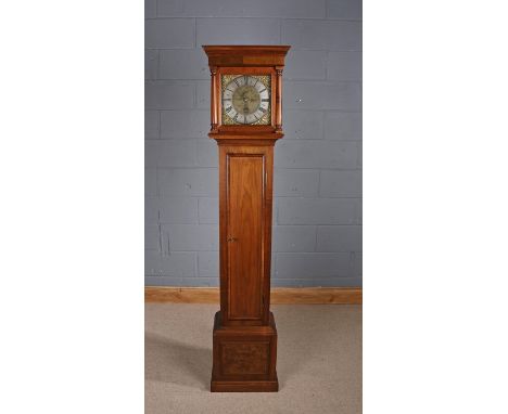 20th Century mahogany longcase clock, the silvered chapter ring with Roman numerals and makers name Geo. Rice Rudgely, with m