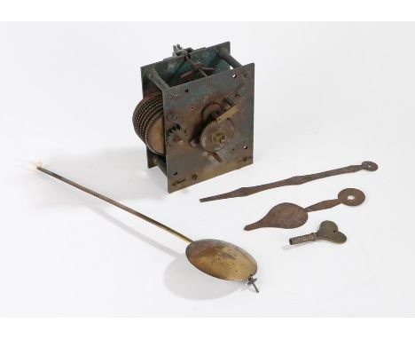 Clock movement with chain fusee, pair of clock hands, pendulum and key (5)