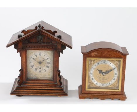 Prestons Ltd mahogany cased clock, with gilt dial and silvered chapter ring, together with one other mantel clock of architec