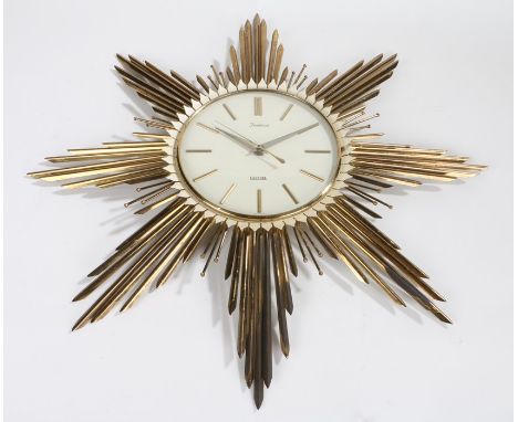 Junghans Electora wall clock, the dial with gilt baton markers, in a sunburst effect frame, 60cm diameter