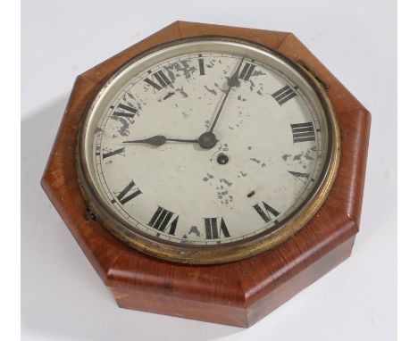 Walnut octagonal wall clock, the cream painted dial with Rom50an numerals, 28cm diameter
