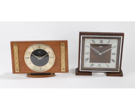 Metamec mantel clock, the silvered square dial with Roman numerals, 18cm wide, Metamec mantel clock, the dial with Arabic and