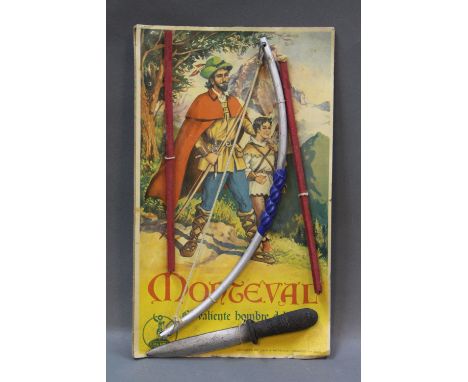 A Spanish Coloma "Monteval" bow, arrows & dagger on card (2989)