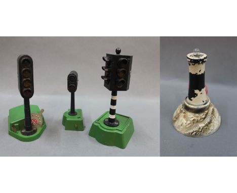 Two Astra die cast railway signals, to include a No.42 signal, an Astra battery operated traffic light, and an SEL Models par
