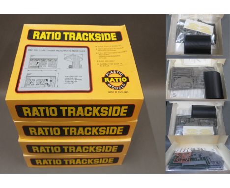 A group of 4 boxed Ratio Trackside 00 gauge engine shed kits