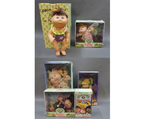 A group of five boxed 1990s Mattel 'Cabbage Patch Kids' dolls, boxed: Cabbage Patch Kids "Kid" (14130), Garden Fairies Violet