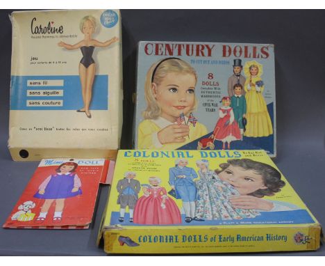 A group of four boxed Queen Holden and other paper doll sets: "Century Dolls of the Civil War Years", "Colonial Dolls of Earl