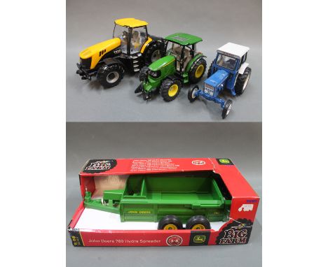 A model JCB Fastrac 7230P-Tronic Tractor, a Siku John Deere 5820 Tractor, a Britains-Ertl Ford 5000 Tractor & a Britains Big 