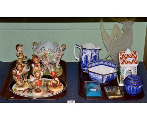 Five Goebel  and one Friedel Hummel pottery figures (three a.f.); Ringtons china items; German floral encrusted china bowl on