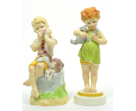 Two Royal Worcester figures ''Wednesday child knows little woe'' numbered 3521, and ''June'' numbered 3456, modelled by F.G D