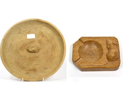 A Robert ''Mouseman'' Thompson oak bread board, with carved mouse signature, 31cm; and A Robert ''Mouseman'' Thompson oak  as