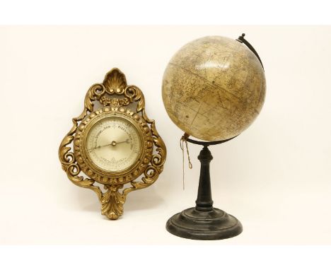 A Geographia terrestrial globe and barometer,42 cm (2)