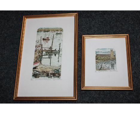 Glynn Thomas (20th century), Southwold Fishermen, limited edition coloured etching 42/200, signed and inscribed in pencil, 20