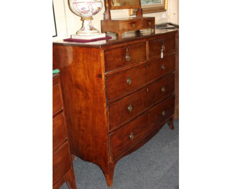 A George III mahogany chest of two short over three long drawers, on splayed bracket feet, 109cm