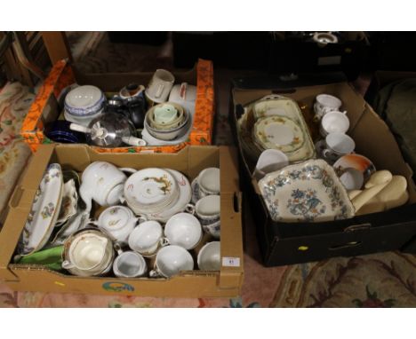 THREE TRAYS OF CERAMICS TO INC MASONS, CARLTON WARE ETC