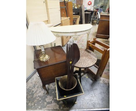 A QUANTITY OF SMALL FURNITURE TO INC A PAINTED PLANTER (9)