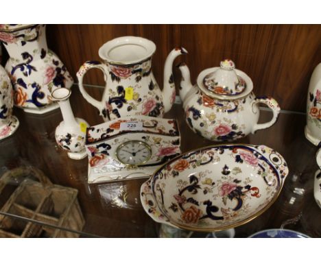 FIVE PIECES OF MASONS MANDALAY TO INC TEAPOT, CLOCK, ETCª