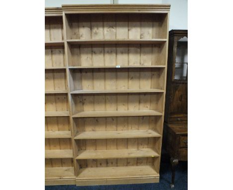 A PINE SEVEN SHELF BOOKCASE