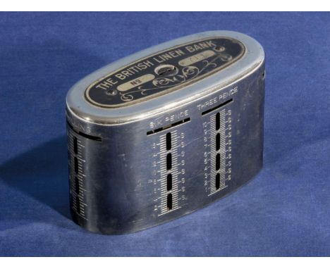 A vintage British Linen money bank