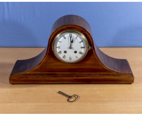 A mahogany inlaid mantle clock