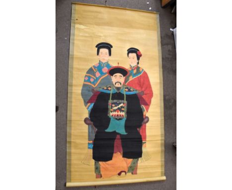 UNATTRIBUTED; watercolour, an ancestor portrait family group, unsigned, 219 x 105cm, unframed.Additional InformationThe print