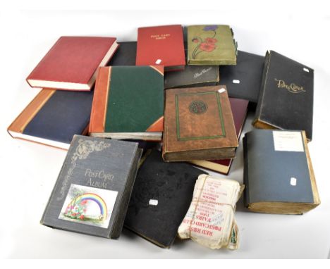 Four albums of vintage topographical postcards, two albums of vintage greetings postcards, nine albums of modern postcards an